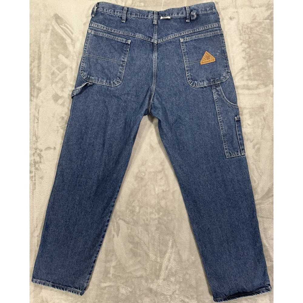 Bulwark FR Jeans Mens 38x32 Blue Carpenter Fire‎ Resistant Relaxed Fit Tapered